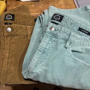 Bundle of RVCA corduroy pants straight leg men’s tan and teal daggers